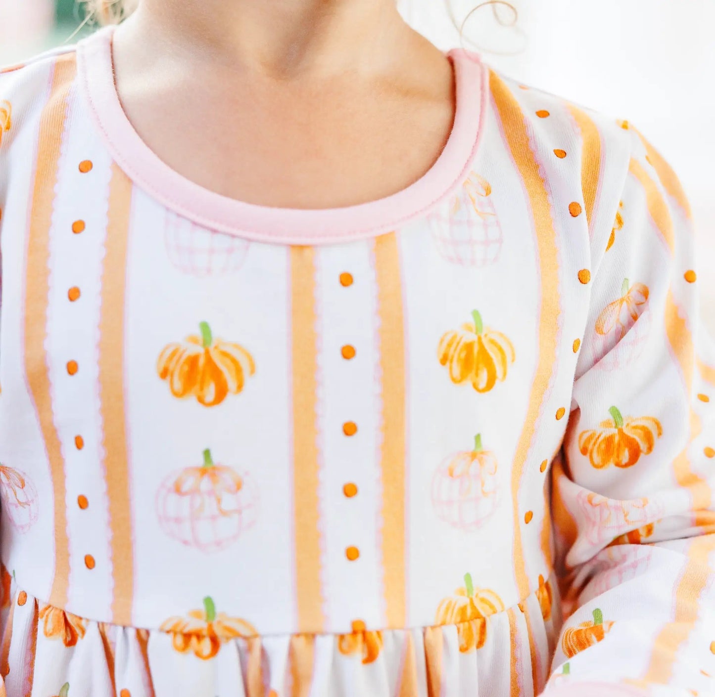 Trotter Street Kids Girls Pink & Orange Pumpkin Patch Ruffle Bloomer Set