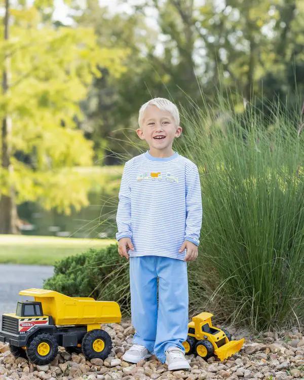 Trotter Street Kids Boys Blue Construction Trucks Pant Set