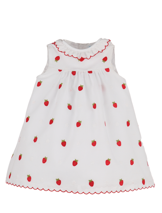 Luli & Me Girls Embroidered Strawberries Dress by Luli & Me