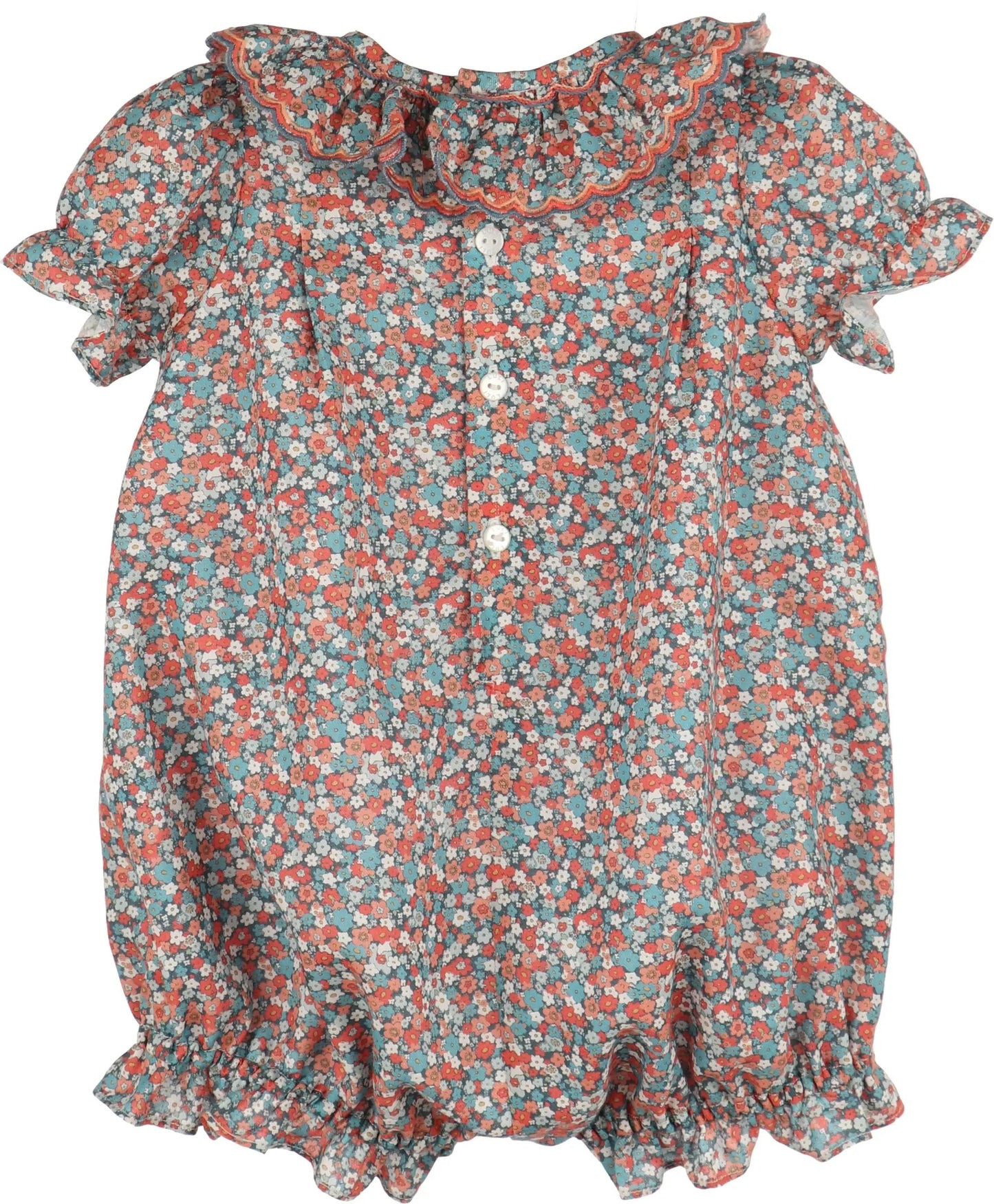 Luli & Me Girls Floral Vintage Bubble - Blue by Luli & Me