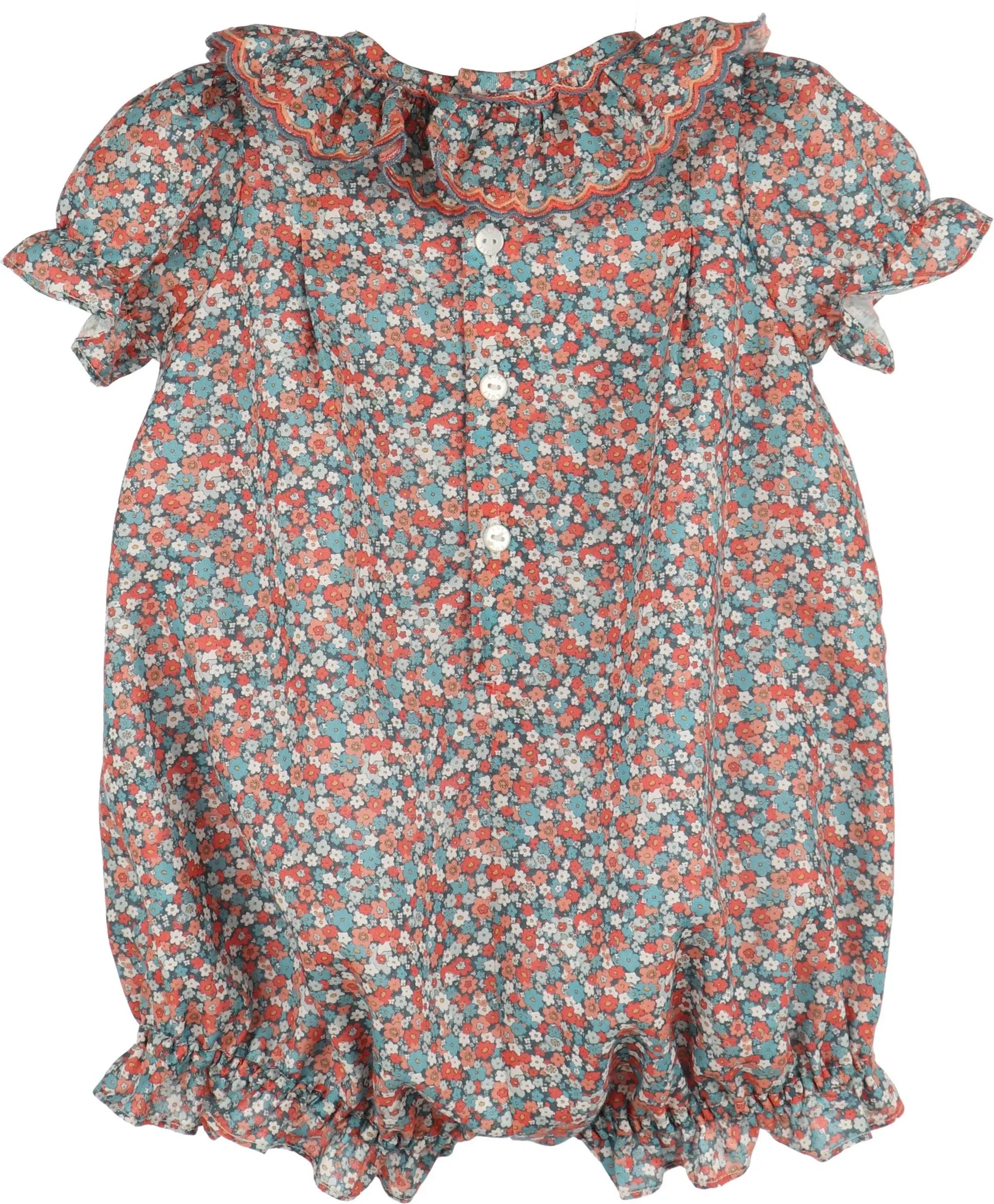 Luli & Me Girls Floral Vintage Bubble - Blue