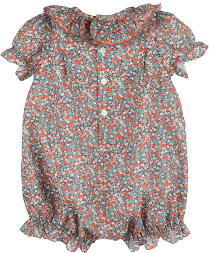 Luli & Me Girls Floral Vintage Bubble - Blue by Luli & Me