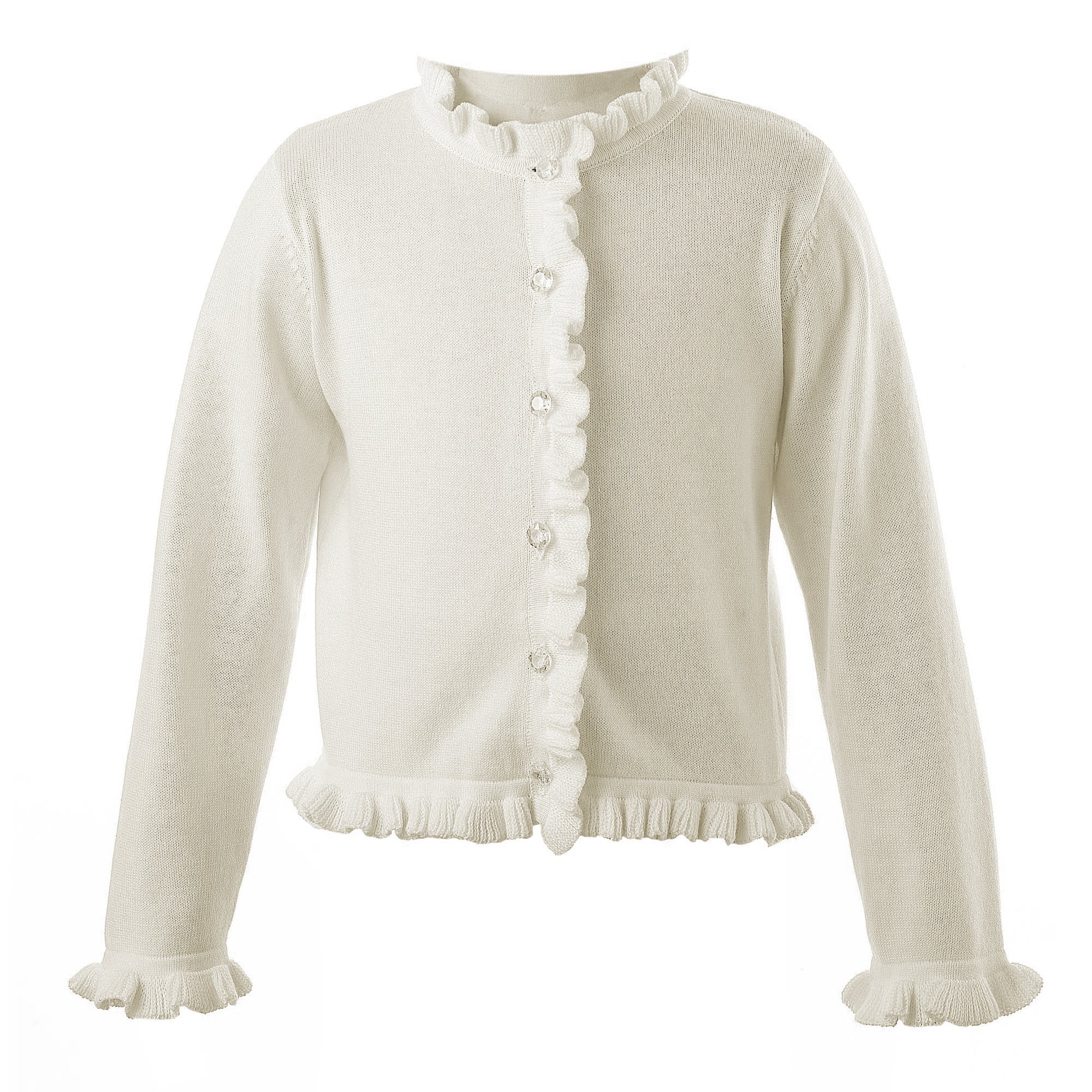 Rachel Riley London Girls Frill Cardigan Sweater - Ivory