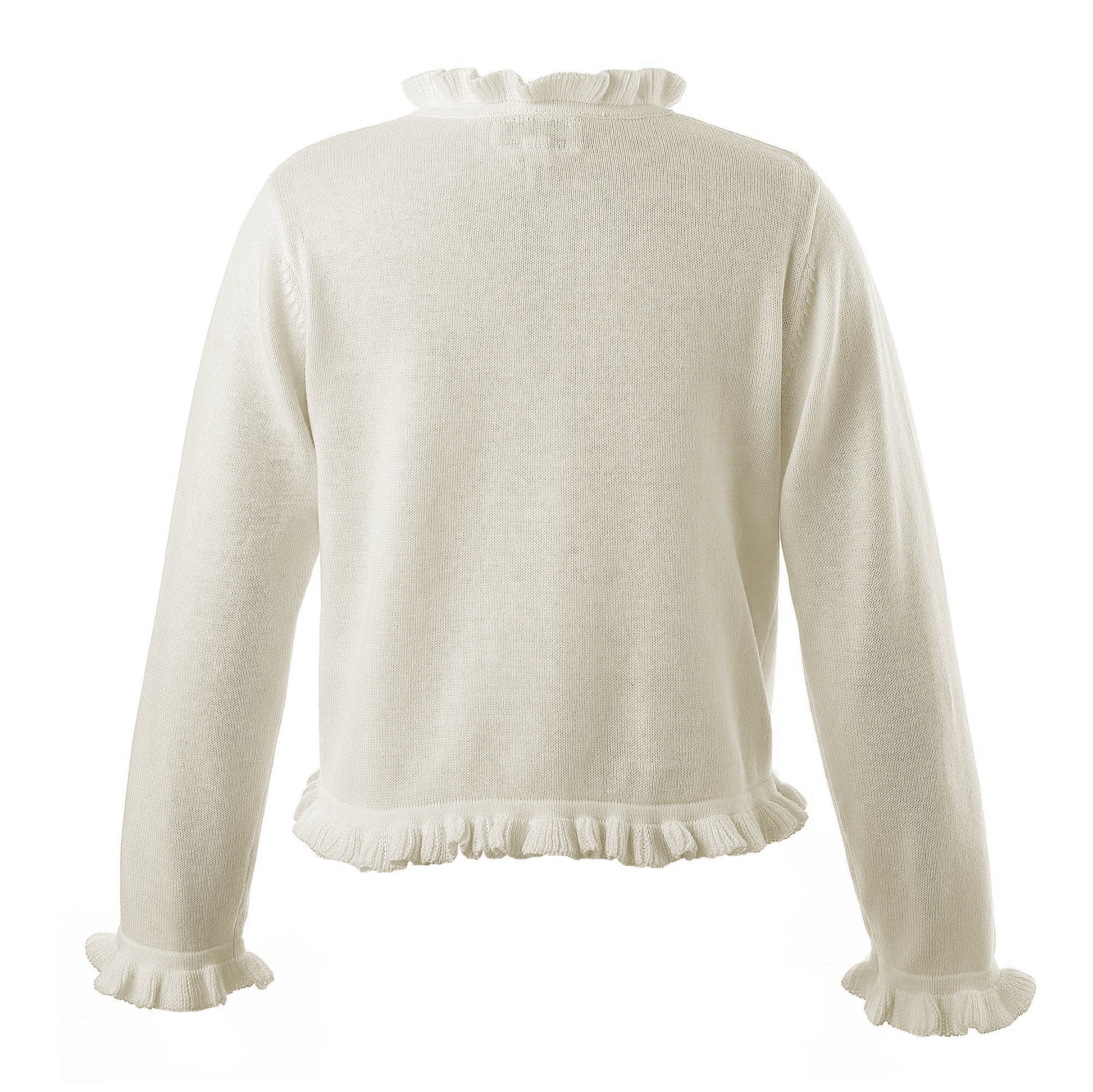 Rachel Riley London Girls Frill Cardigan Sweater - Ivory