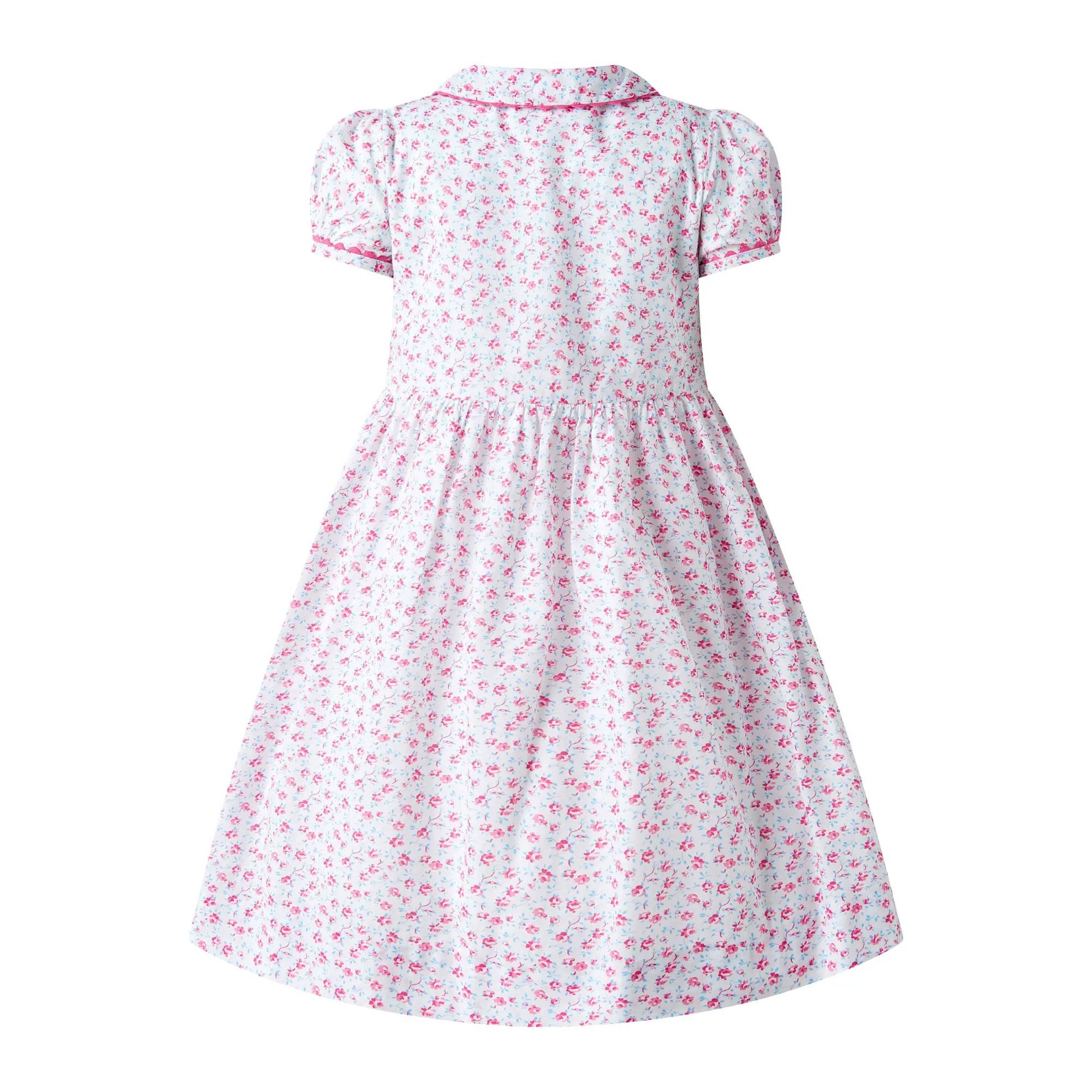 Rachel Riley London Girls Floral Smocked Button Front Dress