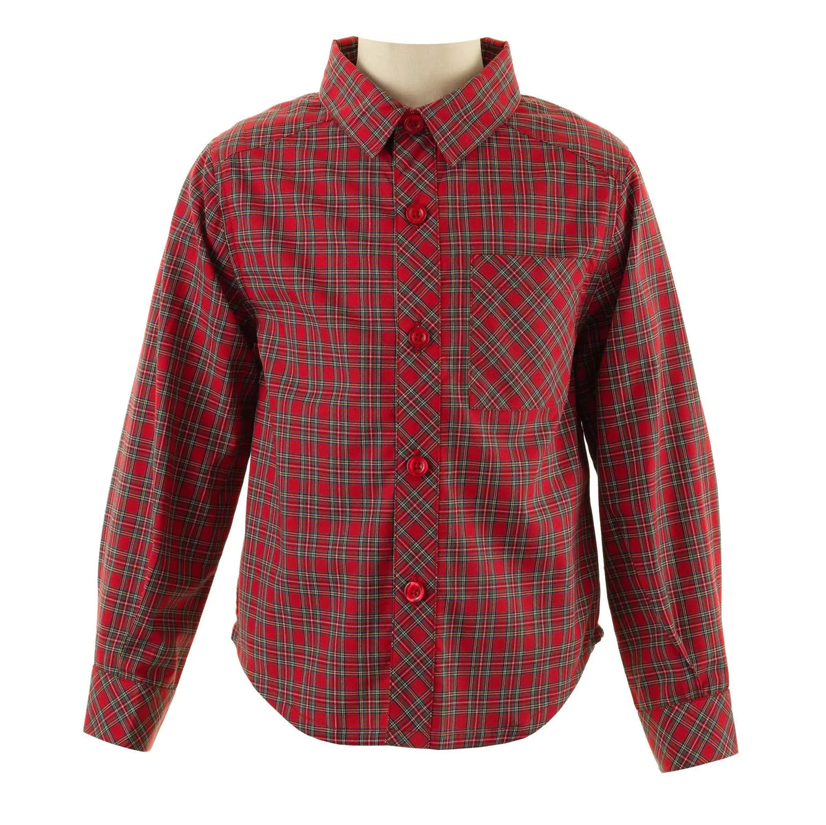Rachel Riley London Boys Christmas Tartan Dress Shirt - Red Holiday Plaid by Rachel Riley
