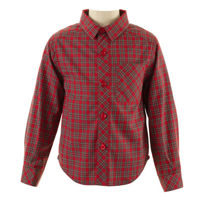 Rachel Riley London Boys Christmas Tartan Dress Shirt - Red Holiday Plaid by Rachel Riley