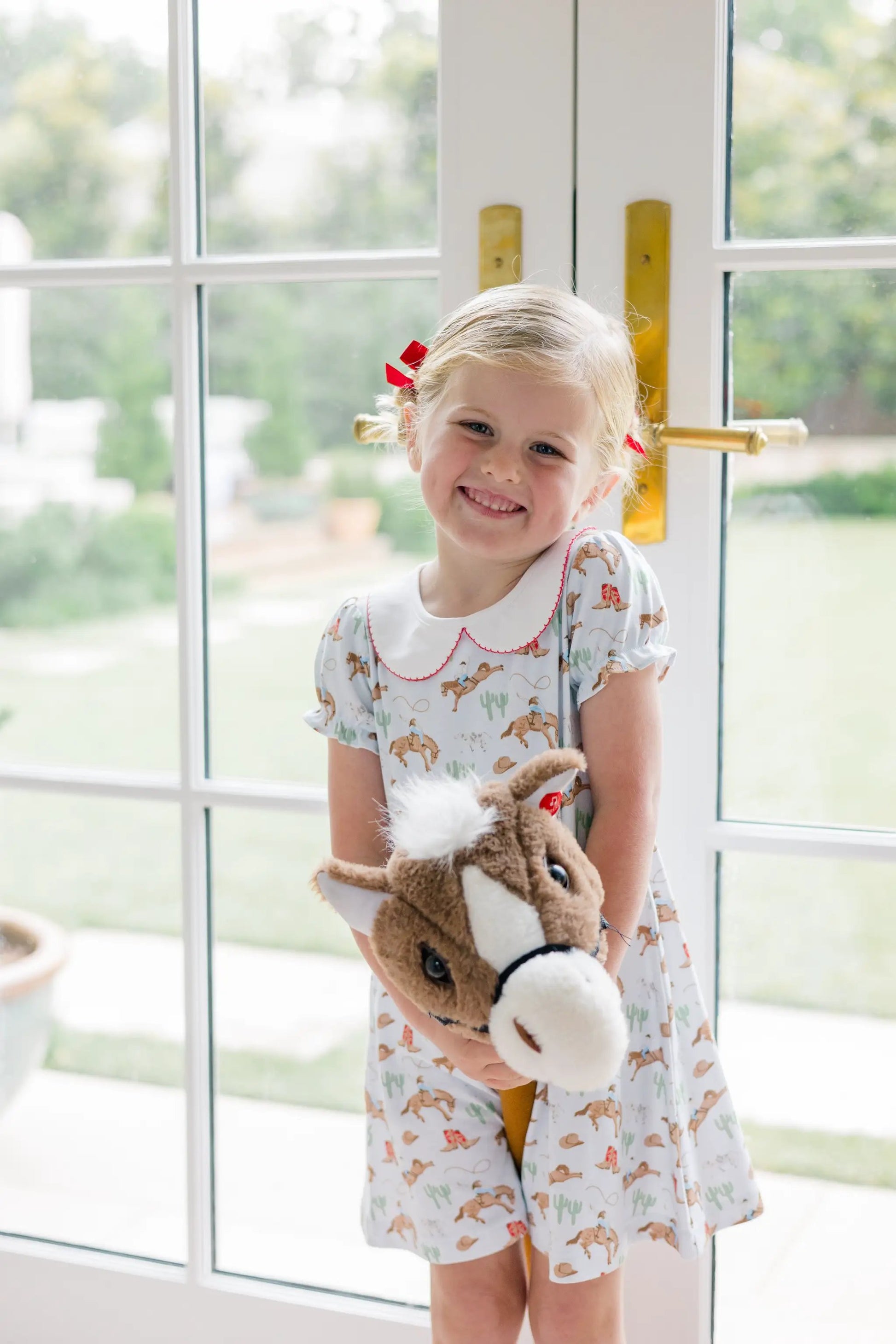 Proper Peony Girls Blue Ranch Life Aline Dress