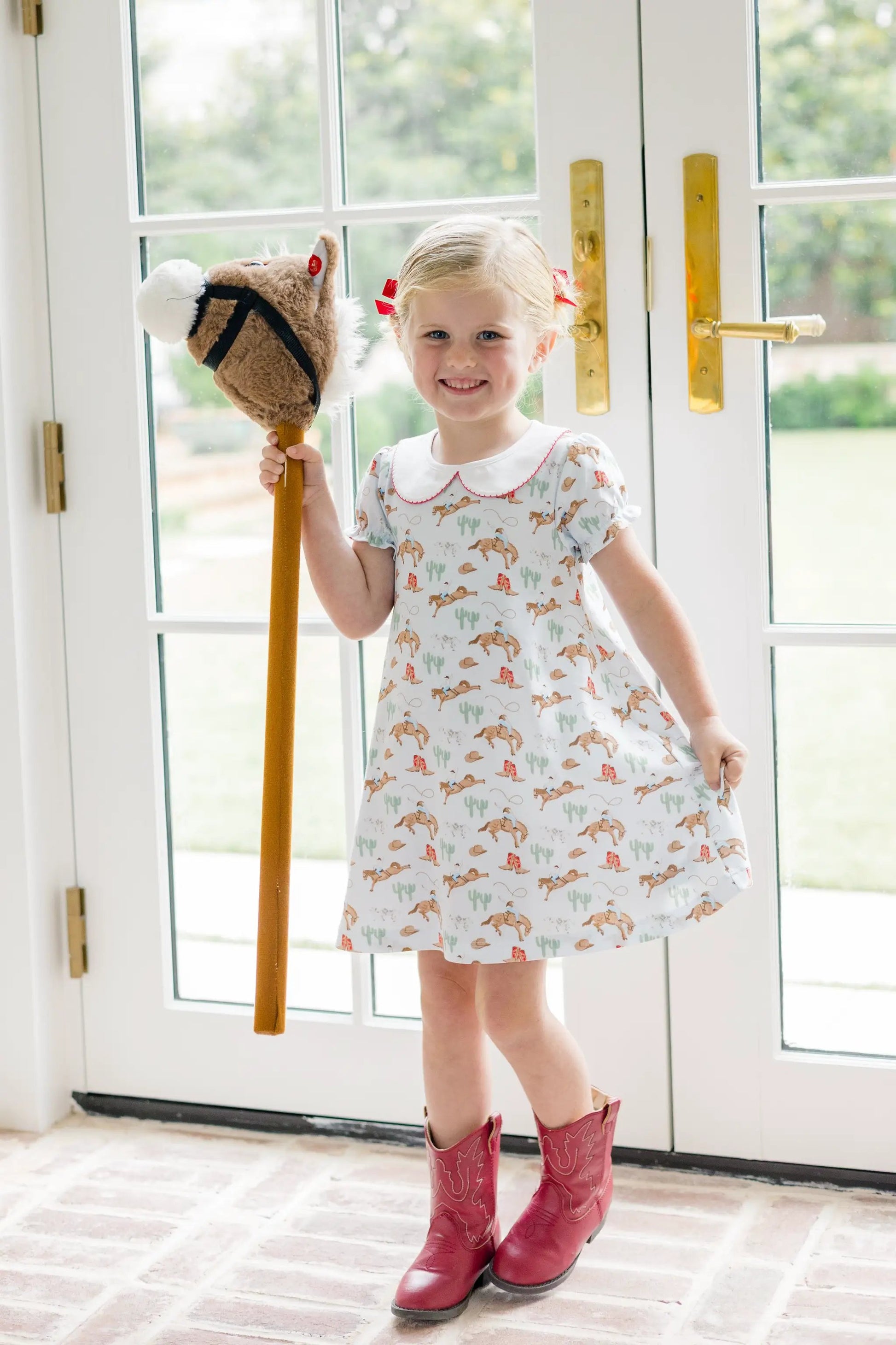 Proper Peony Girls Blue Ranch Life Aline Dress