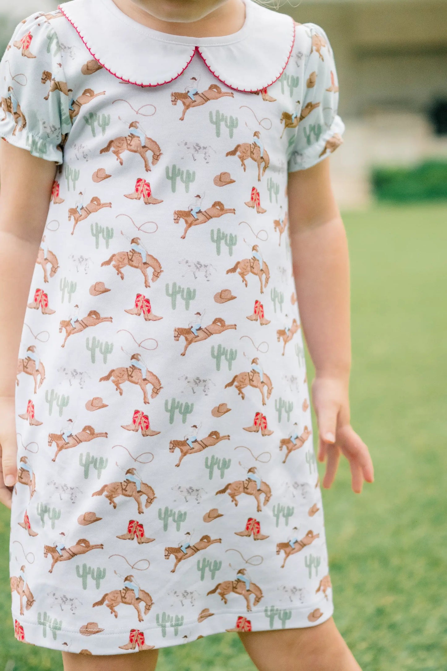 Proper Peony Girls Blue Ranch Life Aline Dress