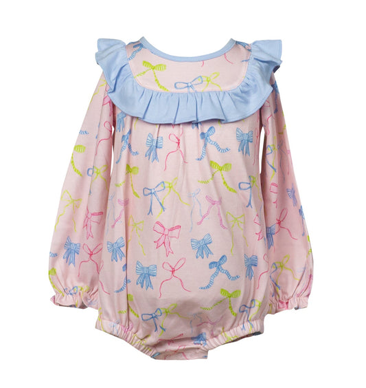 Proper Pima Baby Girls Pink Peony Ribbon Party Bubble