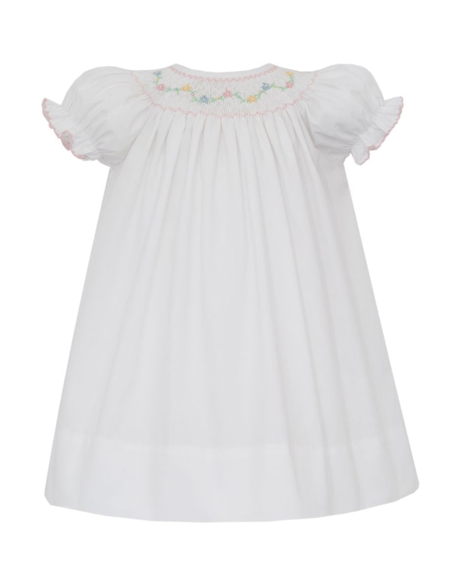Petit Bebe Girls White Poplin Bishop Dress by Petit Bebe