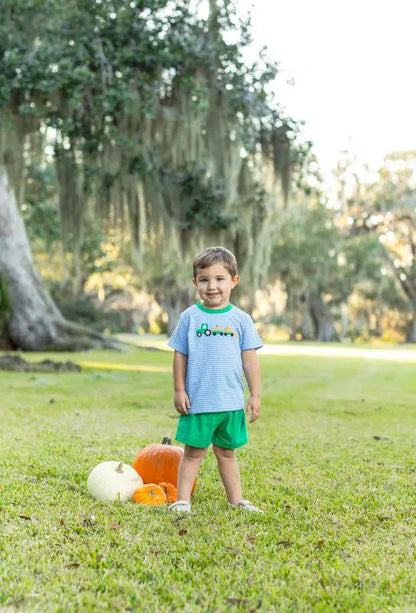 Trotter Street Kids Boys Blue Tractor Trail Short Set