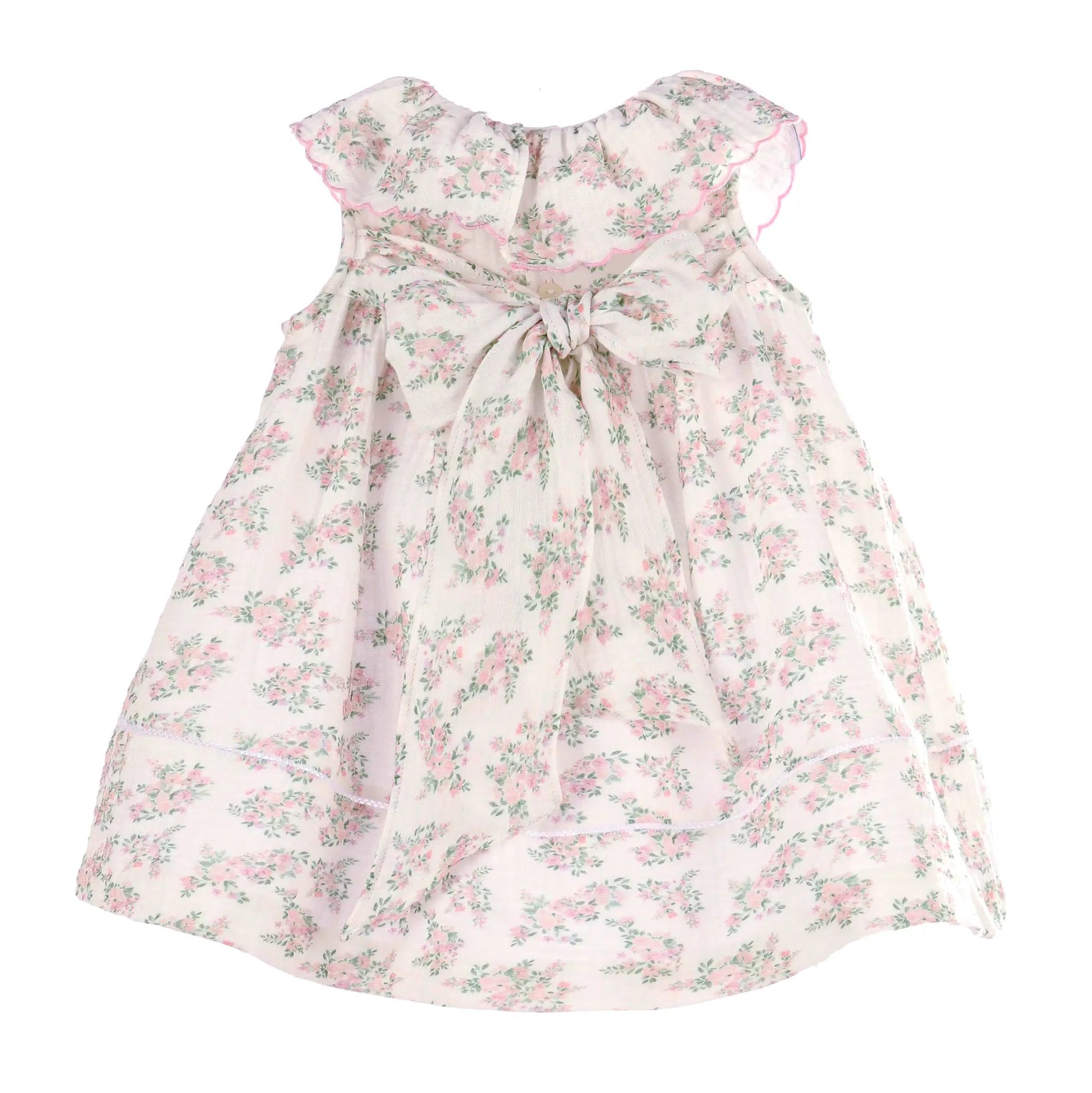 Sophie & Lucas Girls Floral Bluffs Ruffle Dress - Bow on Back - Pink