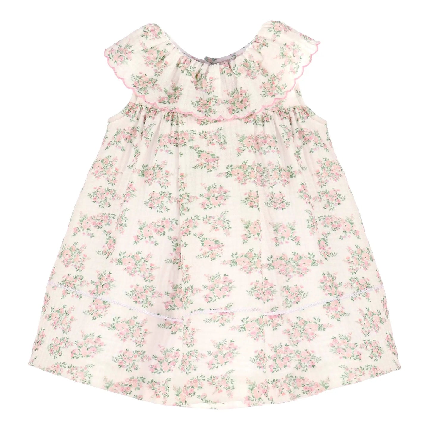 Sophie & Lucas Girls Floral Bluffs Ruffle Dress - Bow on Back - Pink