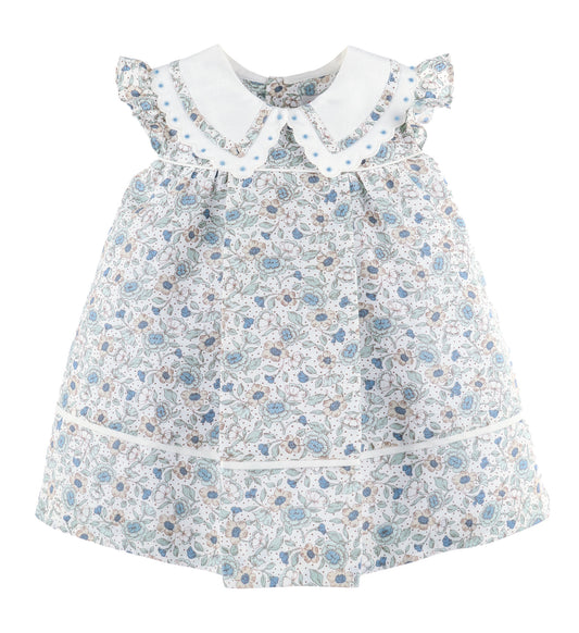 Sophie & Lucas Girls Blue Belle Blooms Miller Dress - Fancy Collar by Sophie & Lucas