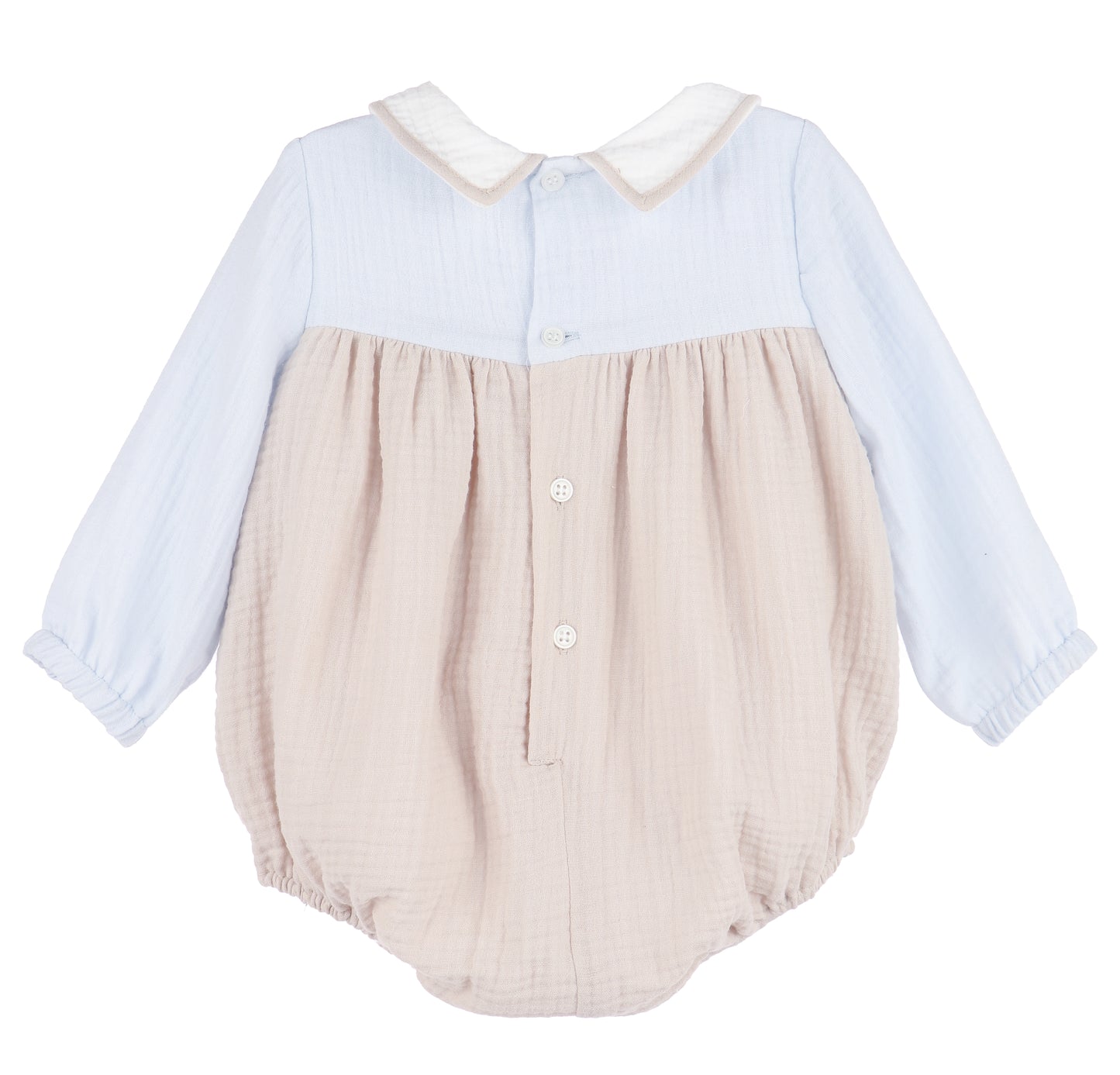 Sophie & Lucas Baby Boys Cuddle Cotton Bubble - Blue & Tan