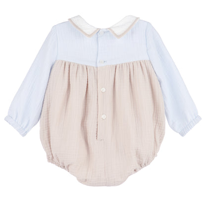 Sophie & Lucas Baby Boys Cuddle Cotton Bubble - Blue & Tan