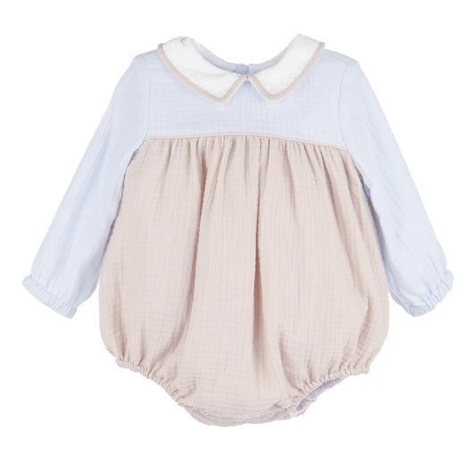 Sophie & Lucas Baby Boys Cuddle Cotton Bubble - Blue & Tan
