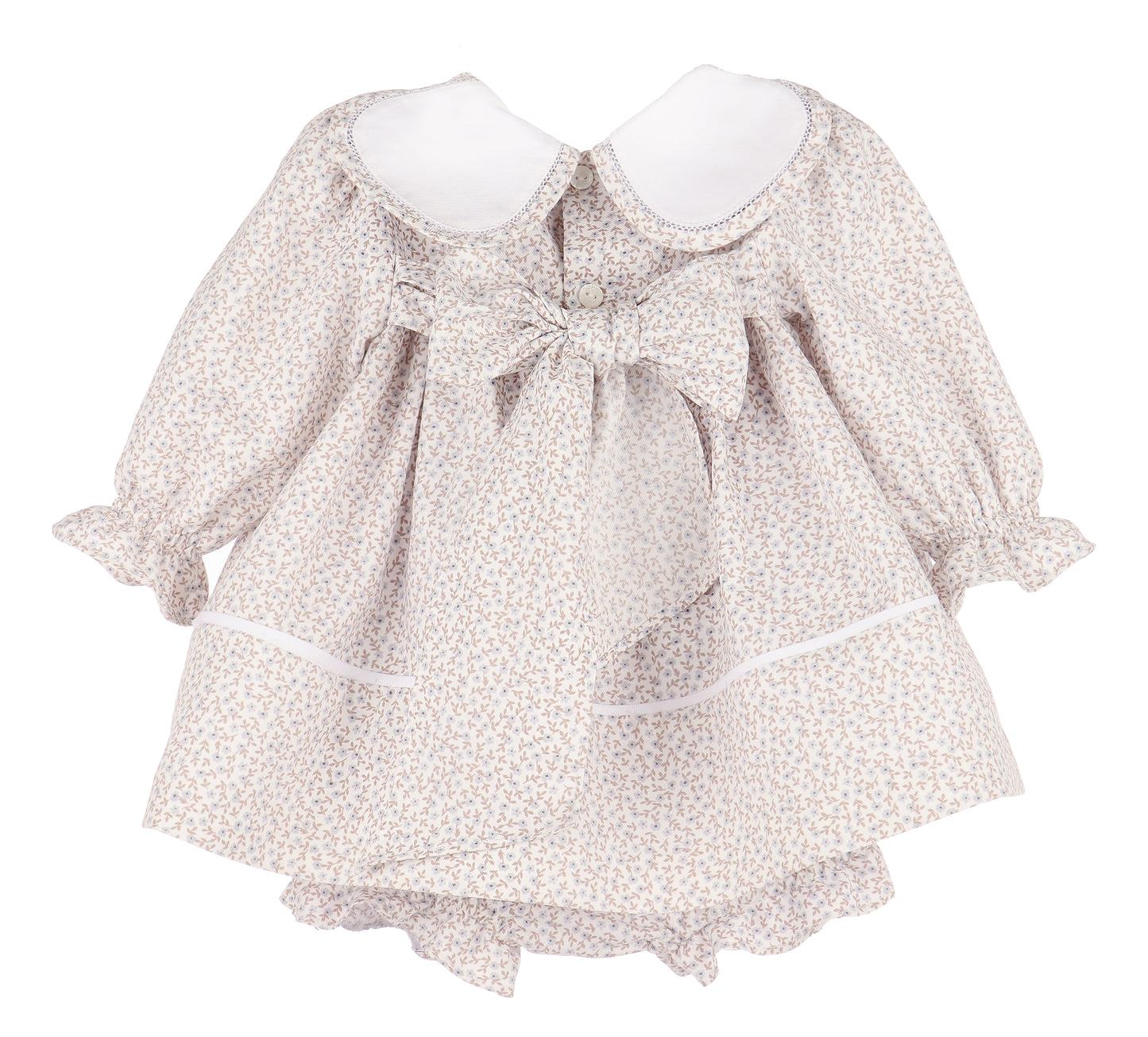 Sophie & Lucas Girls Blue Floral Blooms Embroidered Petal Collar Float Dress