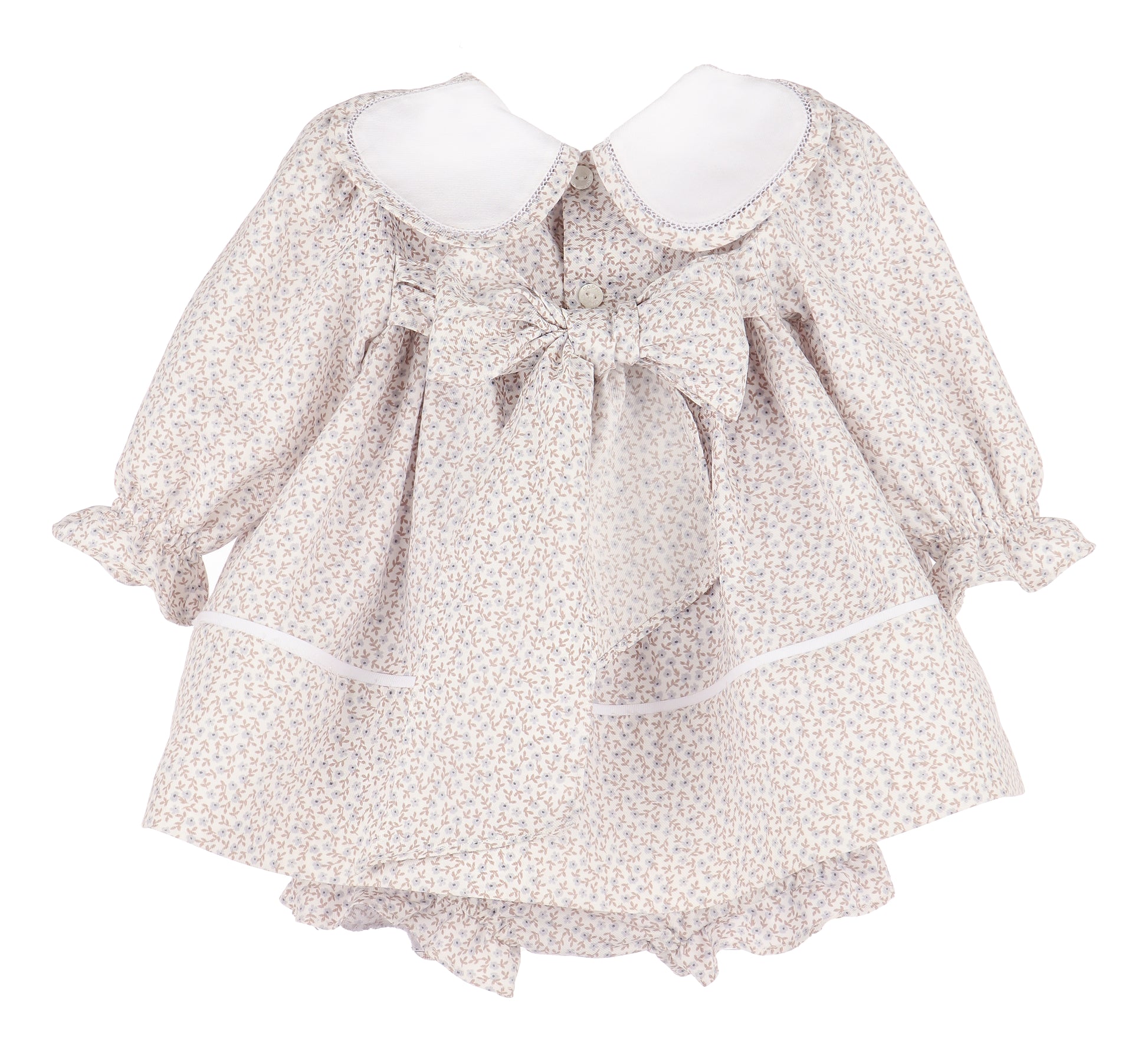 Sophie & Lucas Girls Blue Floral Blooms Embroidered Petal Collar Float Dress
