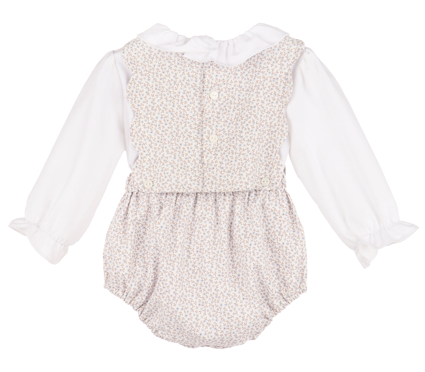 Sophie & Lucas Girls Blue Floral Blooms Bubble with Blouse and Bows