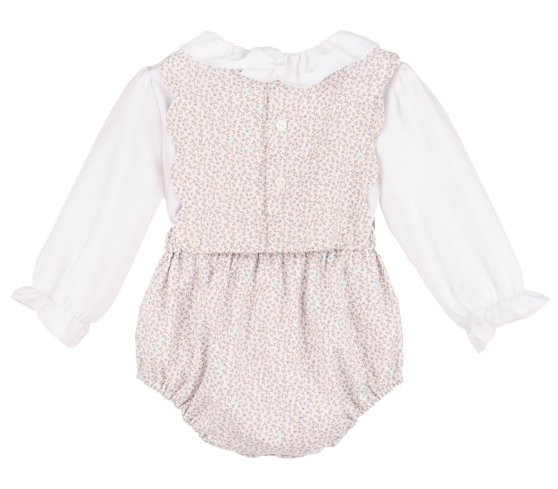 Sophie & Lucas Girls Blue Floral Blooms Bubble with Blouse and Bows