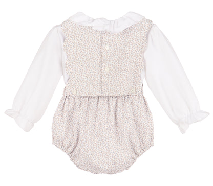 Sophie & Lucas Girls Blue Floral Blooms Bubble with Blouse and Bows