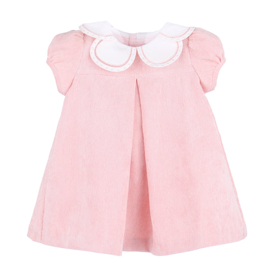 Sophie & Lucas Girls Vintage Cord Dress - Petal Collar - Pink by Sophie & Lucas