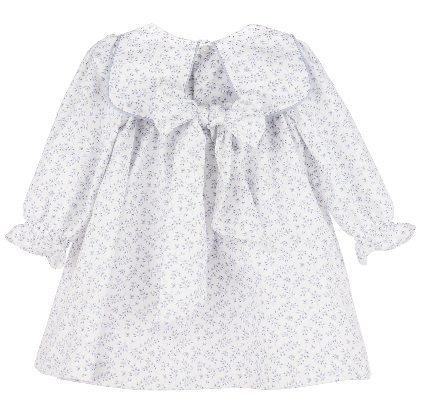 Sophie & Lucas Girls Square Collar Dress - Bow in Back - Blue Floral