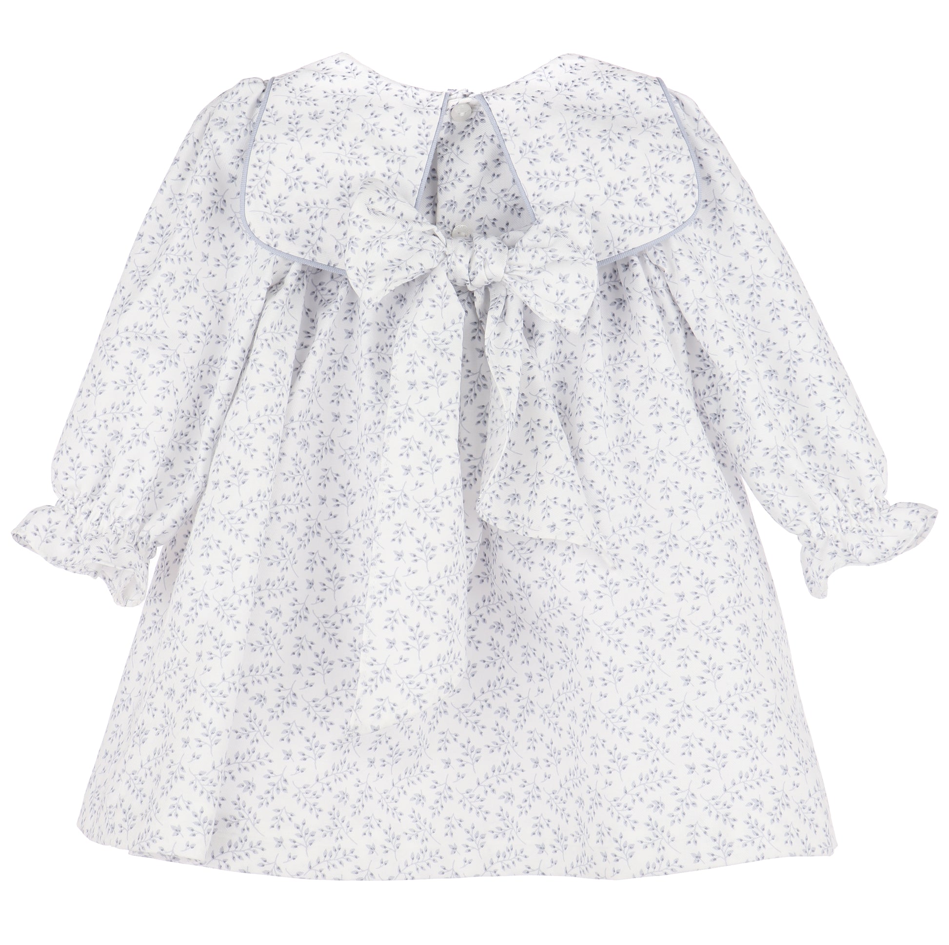 Sophie & Lucas Girls Square Collar Dress - Bow in Back - Blue Floral
