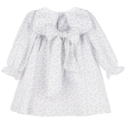 Sophie & Lucas Girls Square Collar Dress - Bow in Back - Blue Floral