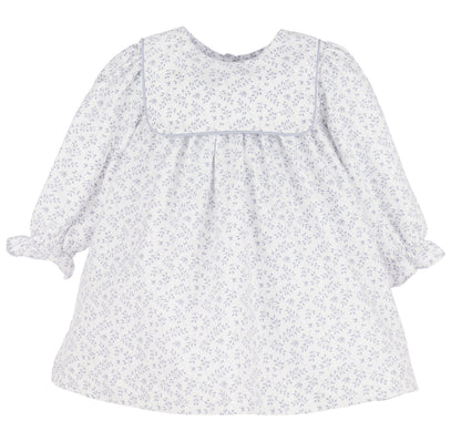 Sophie & Lucas Girls Square Collar Dress - Bow in Back - Blue Floral