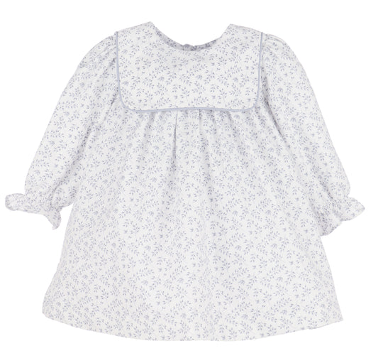Sophie & Lucas Girls Square Collar Dress - Bow in Back - Blue Floral
