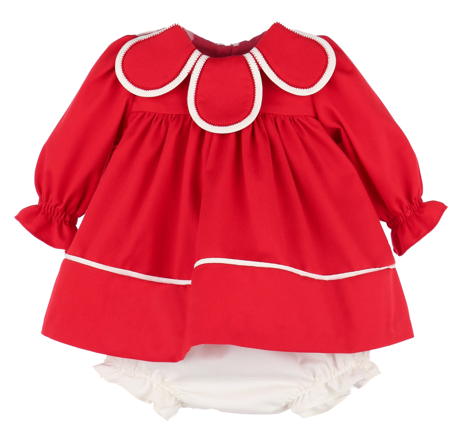 Sophie & Lucas Girls Classic Petal Collar Dress - Bow on Back - Red