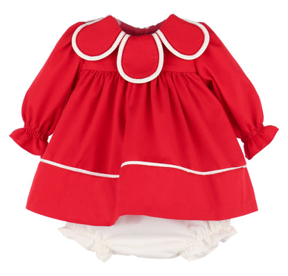 Sophie & Lucas Girls Classic Petal Collar Dress - Bow on Back - Red by Sophie & Lucas