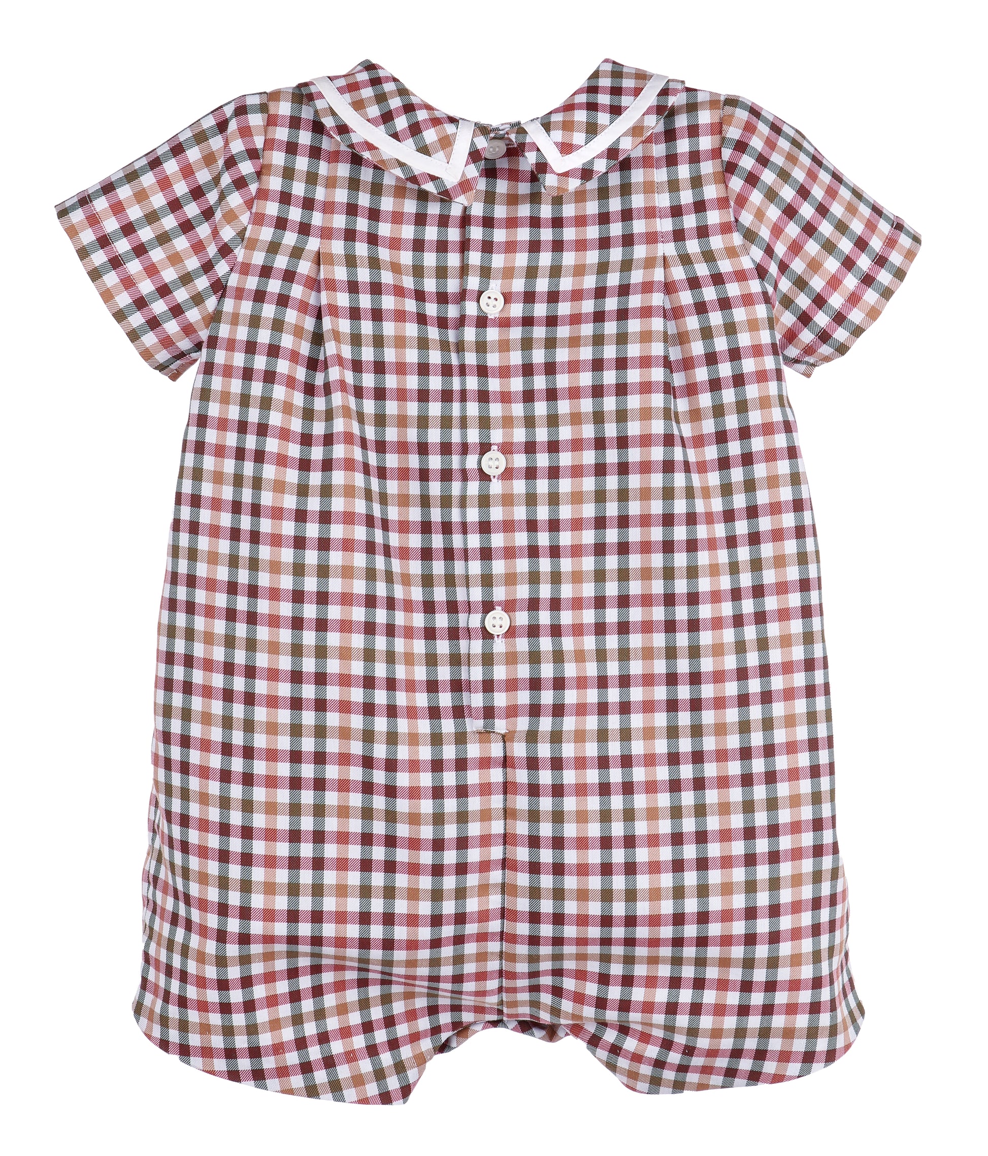 Sophie & Lucas Boys Autumn Cider Checks Romper with Collar