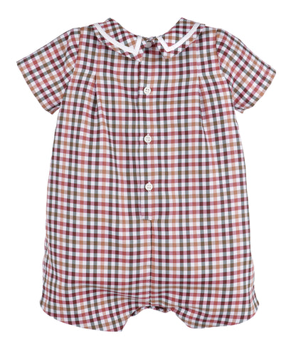 Sophie & Lucas Boys Autumn Cider Checks Romper with Collar by Sophie & Lucas