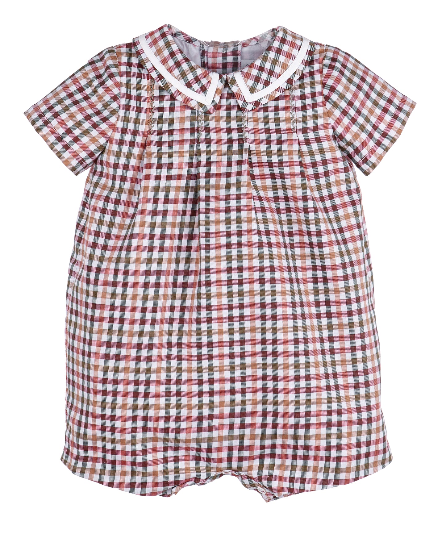 Sophie & Lucas Boys Autumn Cider Checks Romper with Collar by Sophie & Lucas