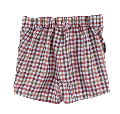 Sophie & Lucas Boys Shorts Set - Autumn Cider Checks with Trimmed Collar Shirt by Sophie & Lucas