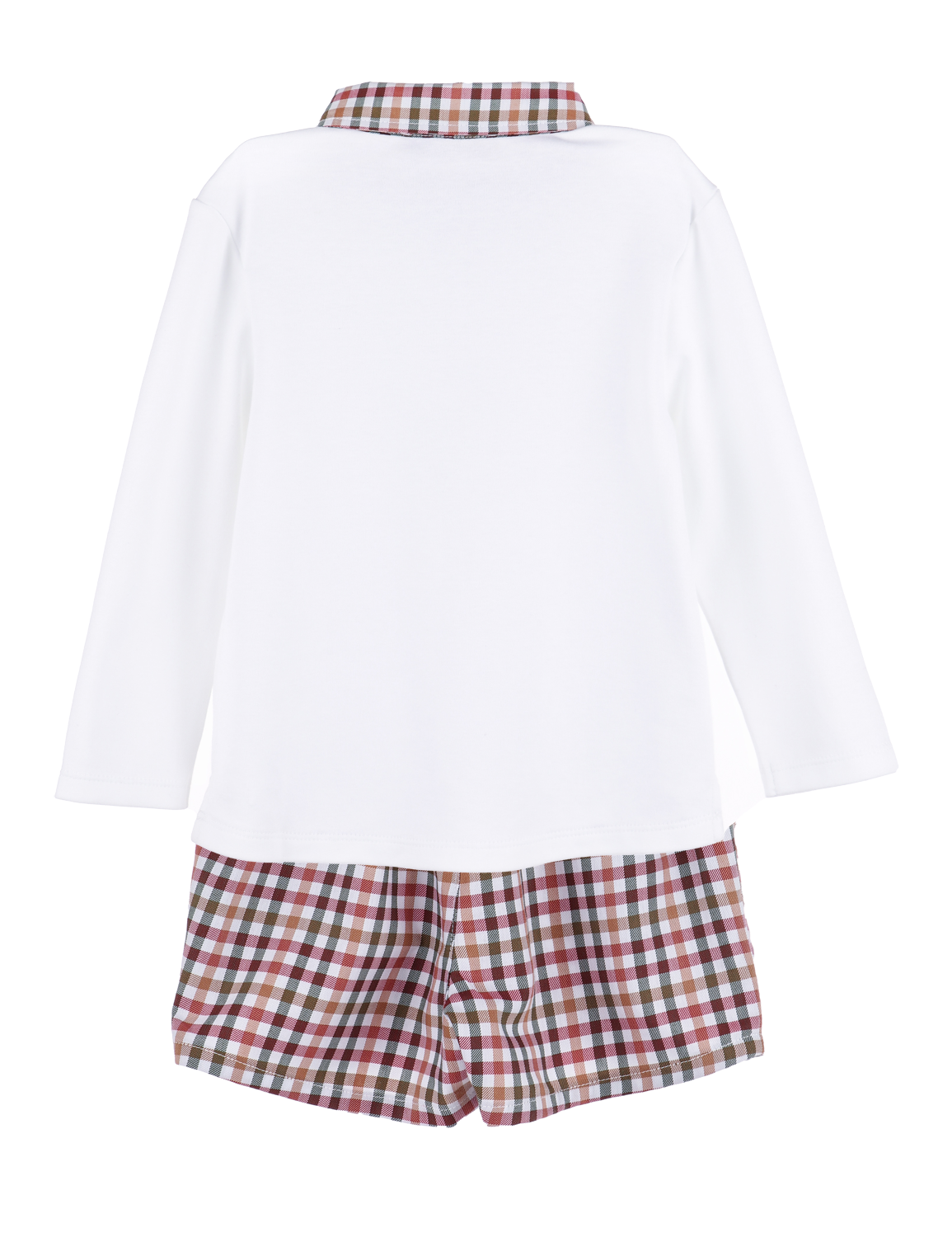 Sophie & Lucas Boys Shorts Set - Autumn Cider Checks with Trimmed Collar Shirt