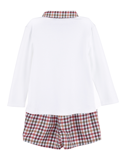 Sophie & Lucas Boys Shorts Set - Autumn Cider Checks with Trimmed Collar Shirt by Sophie & Lucas