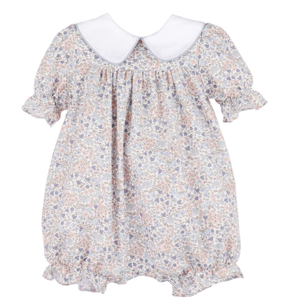 Sophie & Lucas Baby Girls Blue Floral Sweater Weather Romper - Bow in Back by Sophie & Lucas