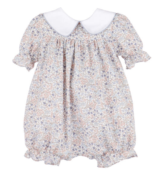 Sophie & Lucas Baby Girls Blue Floral Sweater Weather Romper - Bow in Back by Sophie & Lucas