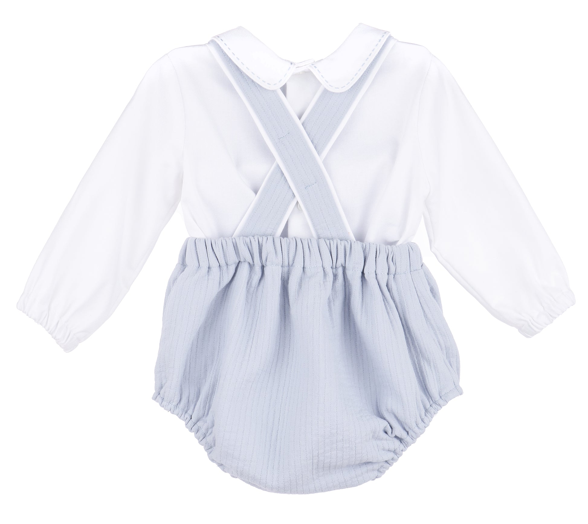Sophie & Lucas Boys Blue Checks Bubble with White Collar Shirt
