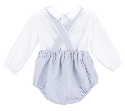 Sophie & Lucas Boys Blue Checks Bubble with White Collar Shirt