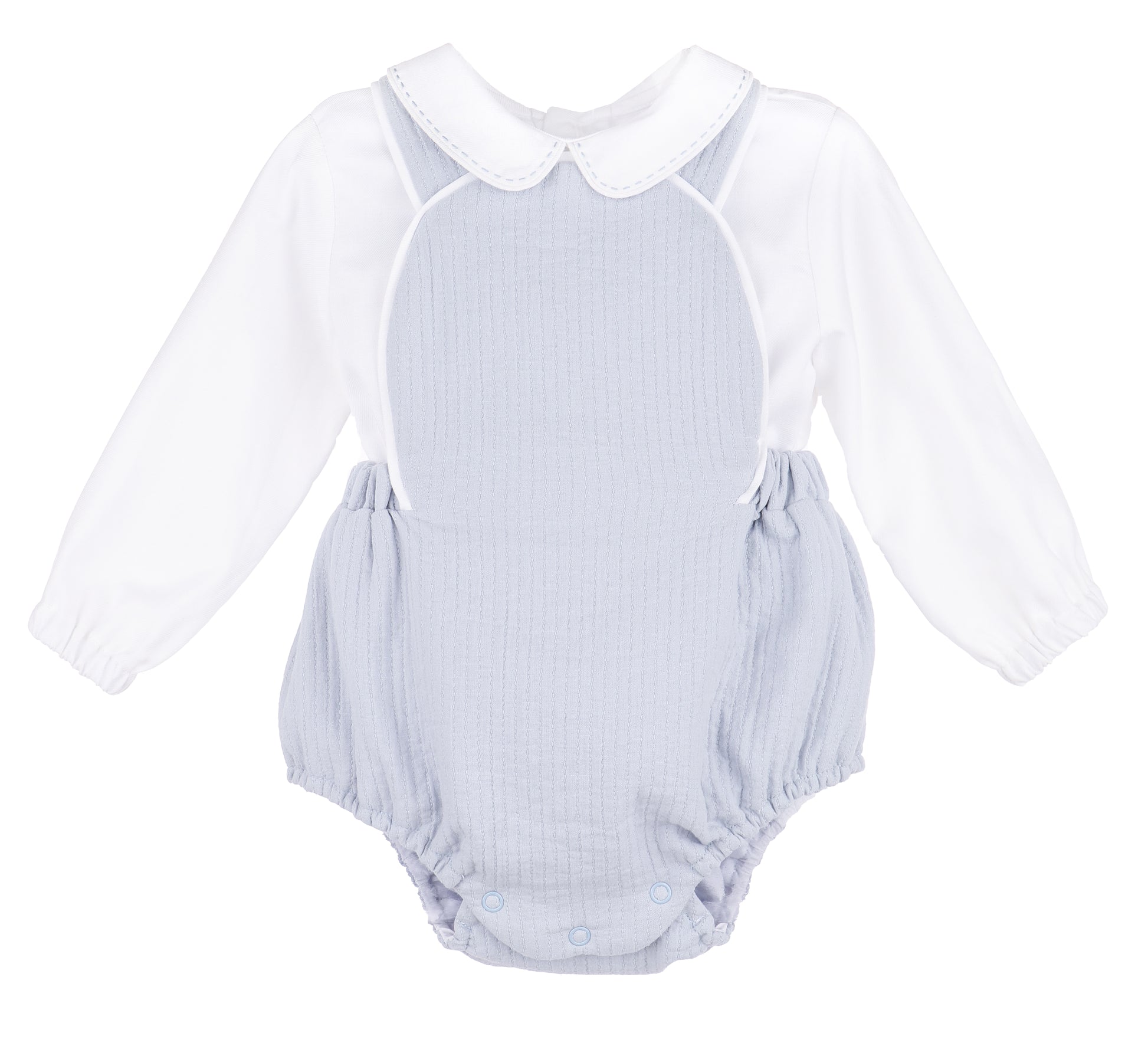 Sophie & Lucas Boys Blue Checks Bubble with White Collar Shirt