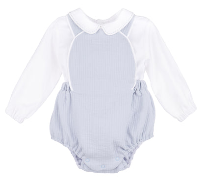 Sophie & Lucas Boys Blue Checks Bubble with White Collar Shirt
