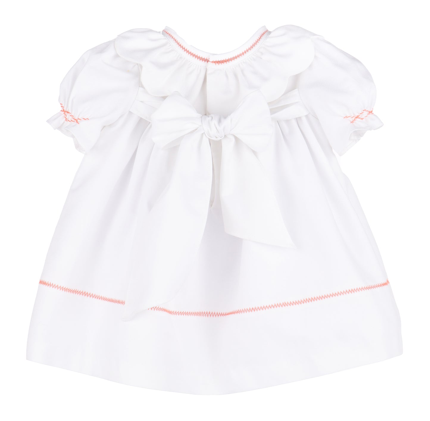 Sophie & Lucas Girls Embroidered Pumpkin Ruffle Dress - Bow on Back - White
