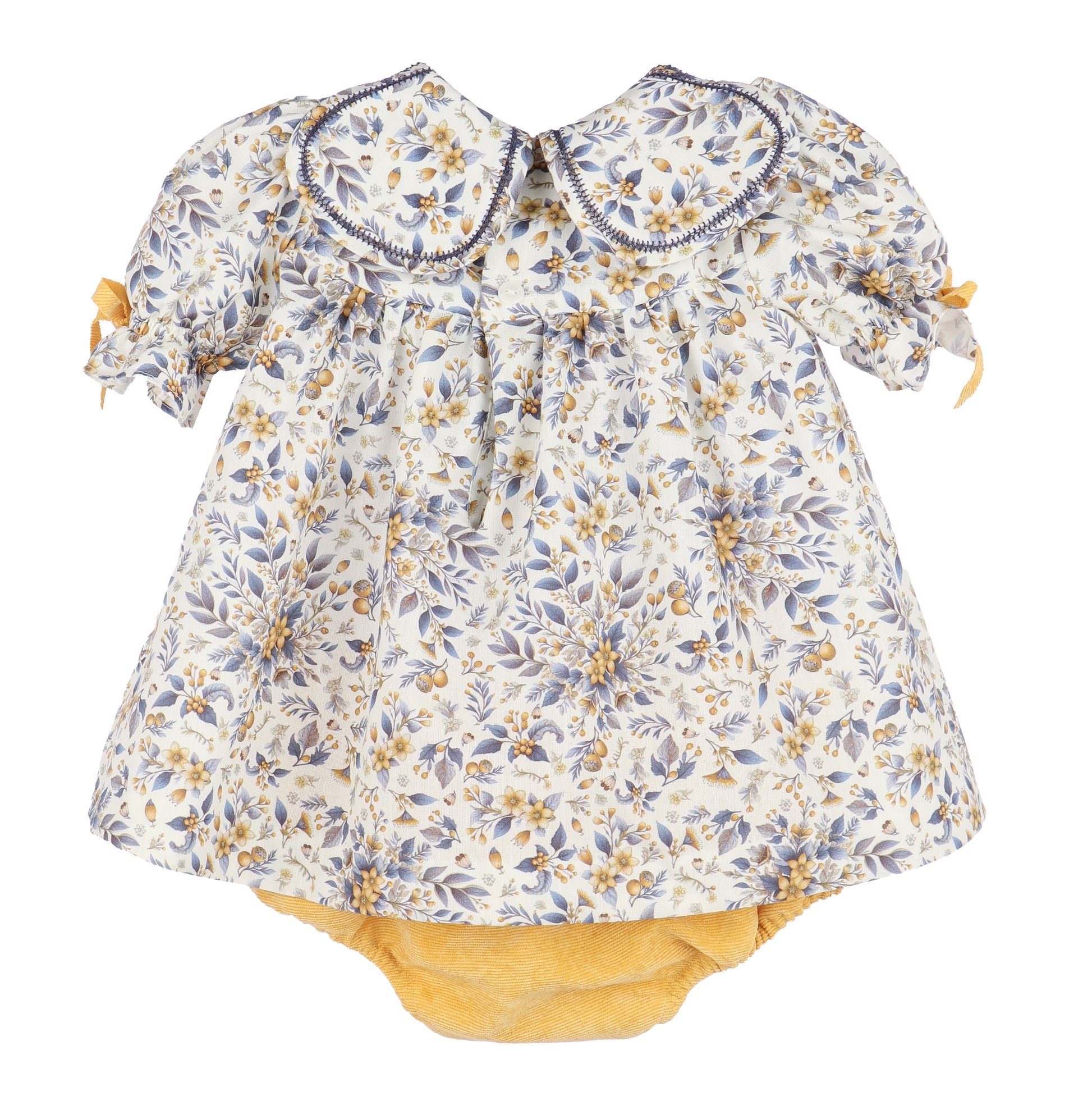 Sophie & Lucas Girls Holly Jolly Embroidered Collar Velvet Dress - Red